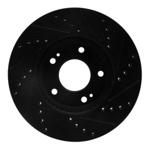 Kia Rondo Brake Rotor (1) - Front Left - R1 Concepts - Drilled & Slotted - Black - `07-`10